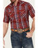 Image #3 - Ely Walker Men's Plaid Print Short Sleeve Pearl Snap Western Shirt, Red, hi-res