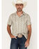 Image #1 - Cowboy Hardware Men's Hombre Skull Print Short Sleeve Snap Stretch Polo Shirt, Tan, hi-res