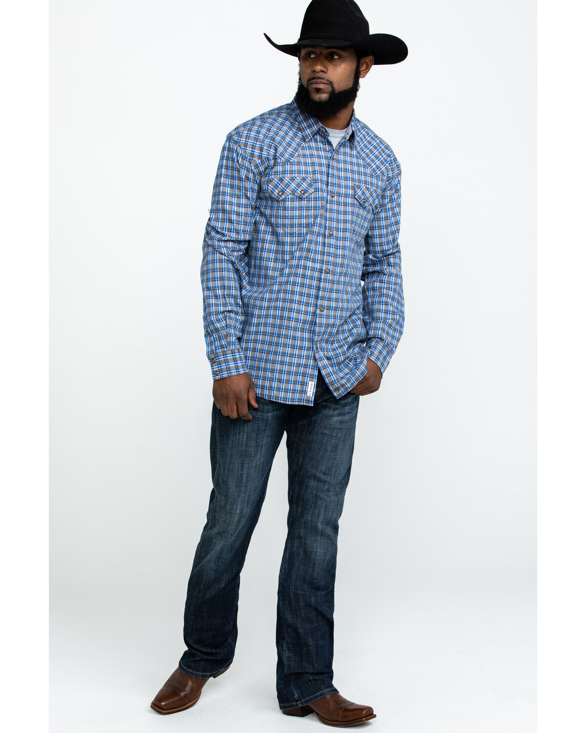 Image #6 - Moonshine Spirit Men's Hillbilly Plaid Long Sleeve Western Shirt , , hi-res