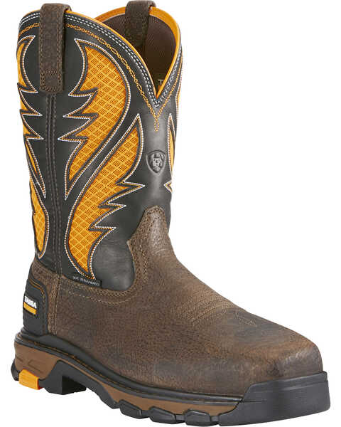 Ariat Men's Intrepid VentTEK Comp Toe Pull-On Safety Work Boots, Brown, hi-res