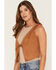 Image #2 - Fornia Women's Boot Barn Exclusive Faux Suede Fitted Lace Vest, Camel, hi-res