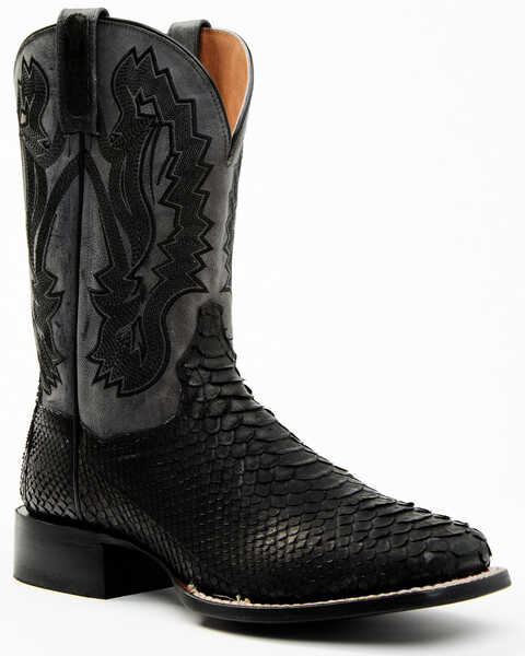 Dan Post Men's Back Cut Python Exotic Western Boots - Broad Square Toe , Black, hi-res