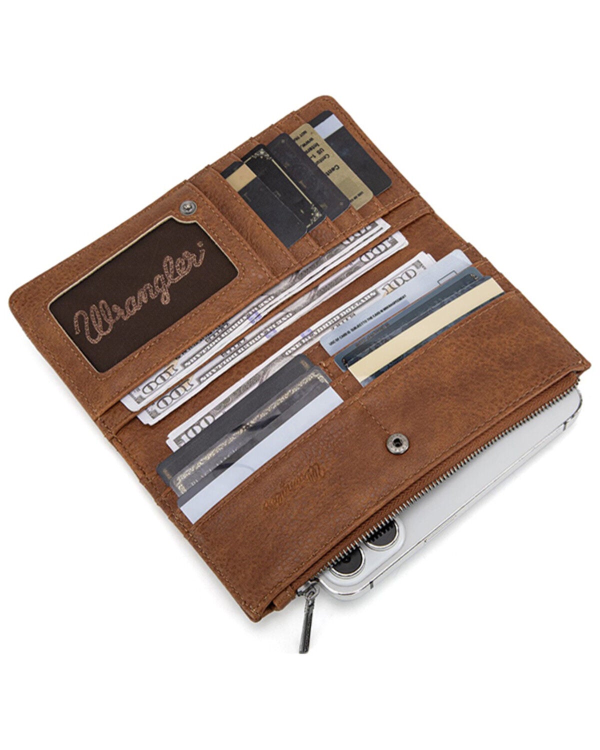 Image #3 - Wrangler Women's Jessie Tooled Bi-Fold Wallet, Brown, hi-res
