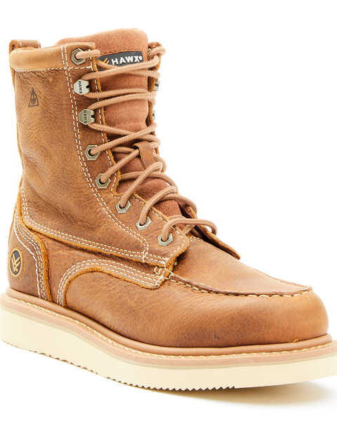 Hawx Men's Brown Wedge Work Boots - Soft Toe, Brown, hi-res