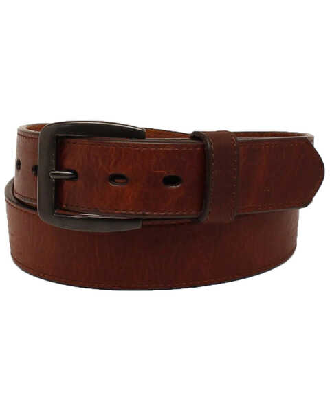 3D Men's Brown Leather Belt, Dark Brown