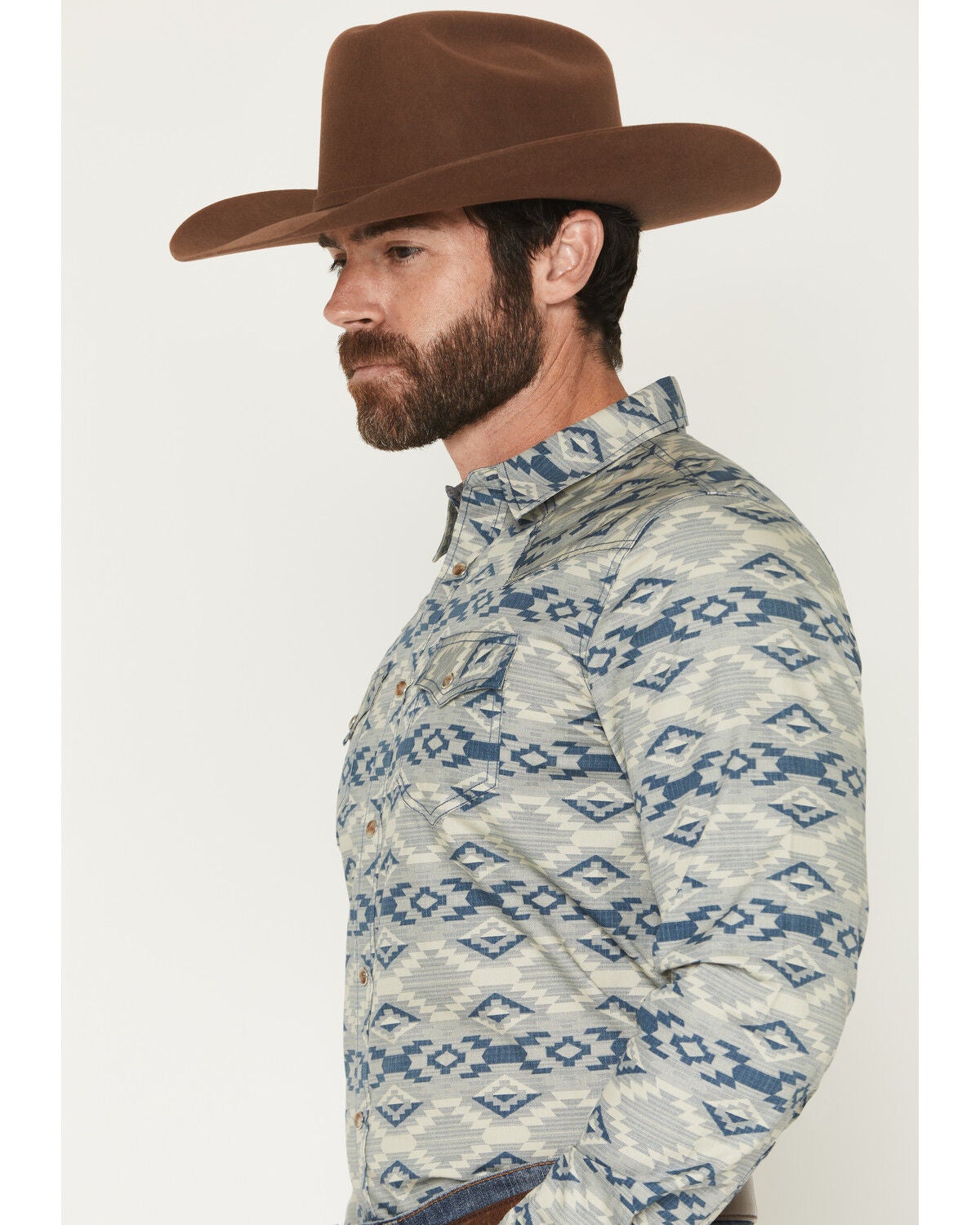 Image #2 - Cody James Men's Wider Southwestern Print Long Sleeve Snap Western Shirt, Tan, hi-res