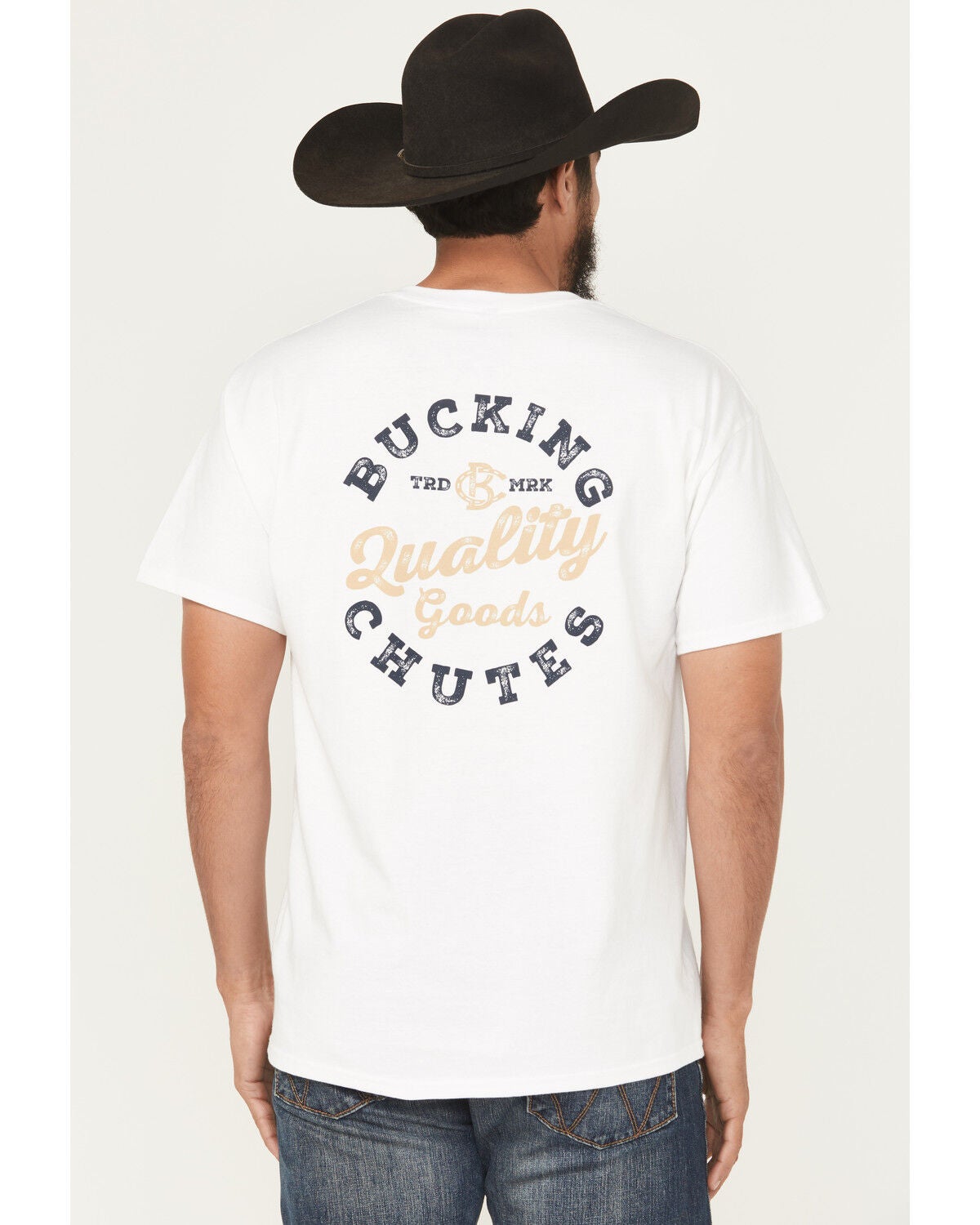 Bucking Chutes Men's Quality Short Sleeve Graphic T-Shirt, White, hi-res