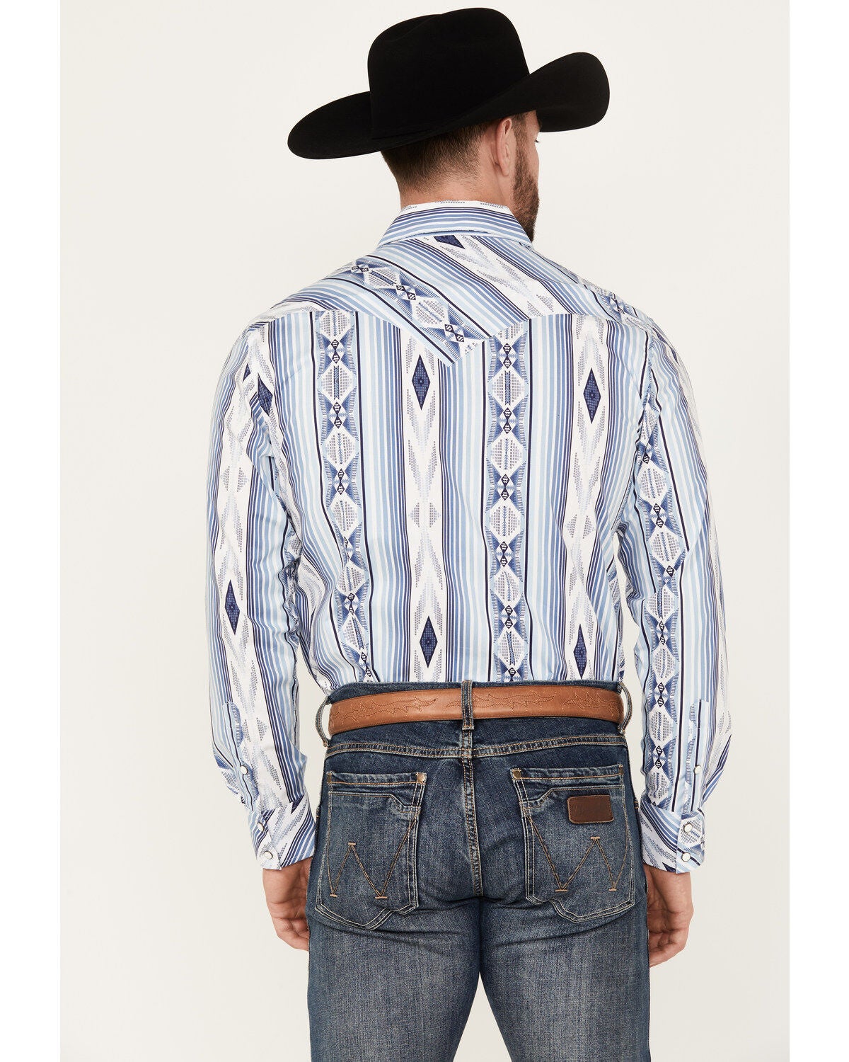 Image #4 - Rock & Roll Denim Men's Southwestern Print Striped Stretch Long Sleeve Snap Western Shirt, , hi-res