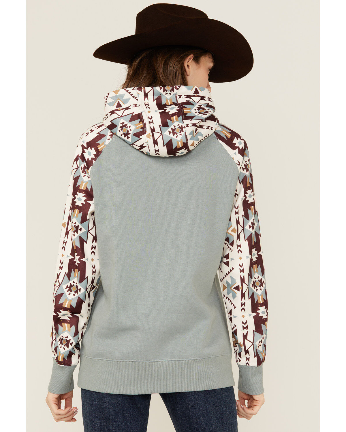 Image #4 - Hooey Women's Southwestern Print Hoodie, Blue, hi-res