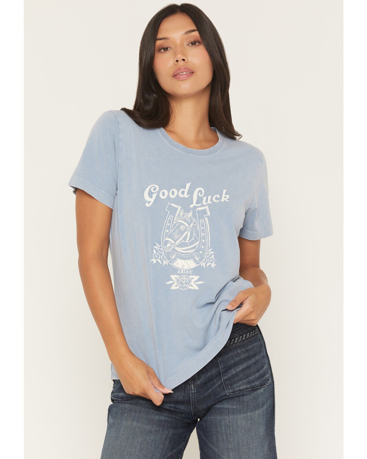 Ariat Women's Lucky Dreams Short Sleeve Graphic Tee, Blue, hi-res