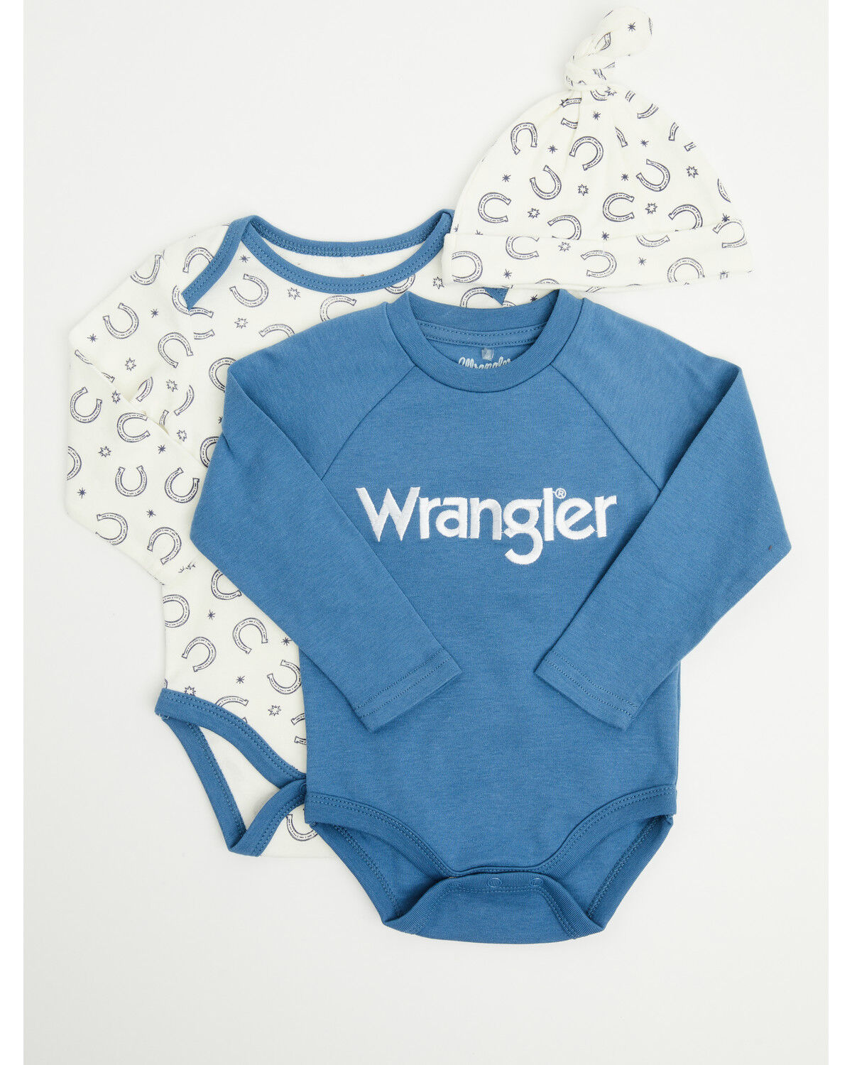 Image #1 - Wrangler Infant Boys' Horseshoe Onesie Set - 3 Piece, Multi, hi-res