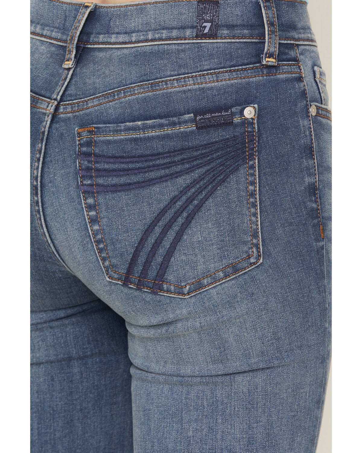 Image #2 - 7 For All Mankind Women's Medium Wash Mid Rise Dojo Wide Jeans, Blue, hi-res