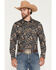 Image #1 - Rock & Roll Denim Men's Vintage Conversational Print Long Sleeve Snap Western Shirt, Charcoal, hi-res