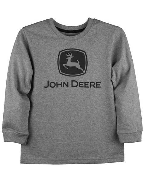 John Deere Boys' Trademark Logo Graphic Long Sleeve T-Shirt , Heather Grey, hi-res