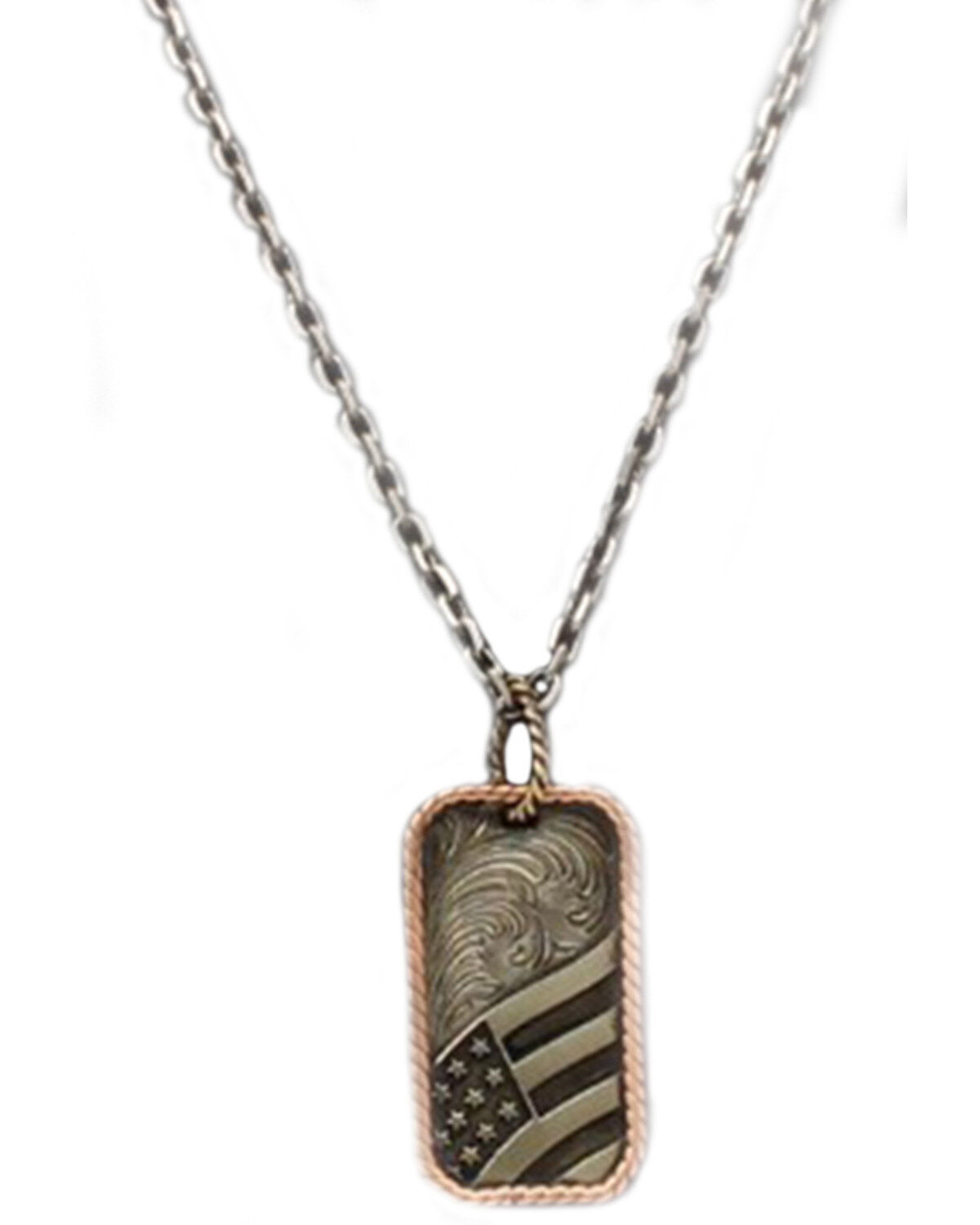 Image #1 - Twister Men's Silver Strike USA Flag Necklace, Silver, hi-res