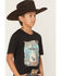 Image #2 - Sable Sky Boys' Howdy Space Cow Short Sleeve Graphic T-Shirt, Black, hi-res