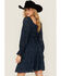 Image #4 - Shyanne Women's Floral Print Long Sleeve Button-Down Mini Dress, Navy, hi-res