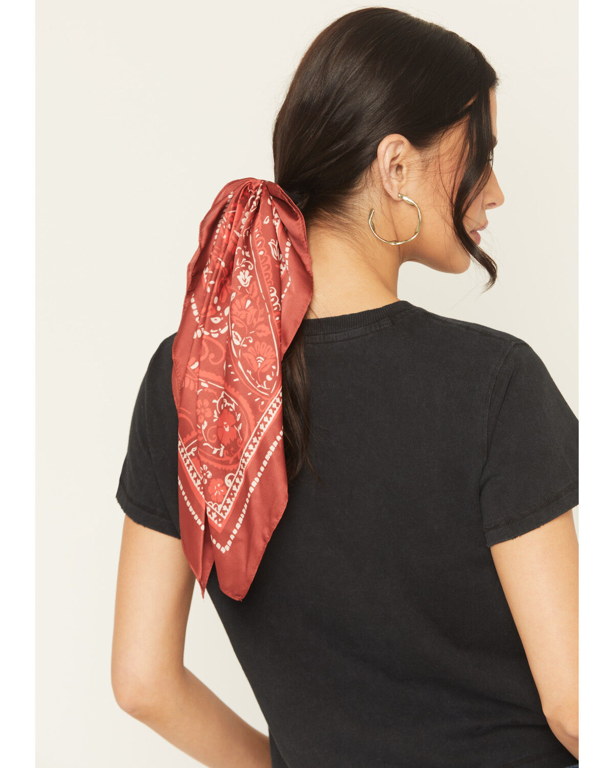 Image #1 - Idyllwind Women's Peyton Bandana Print Hair Tie Set - 2 Piece, Dark Red, hi-res