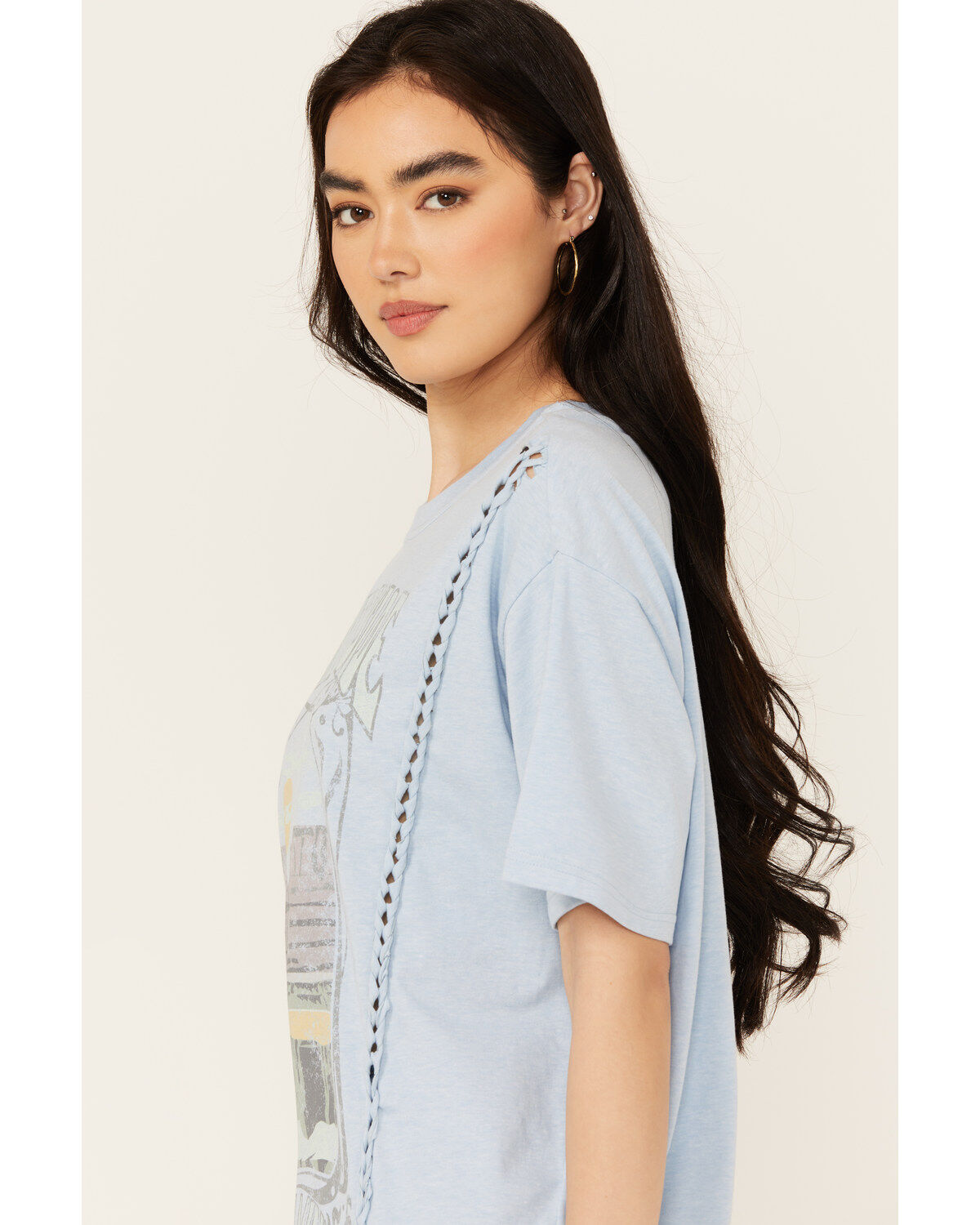 Image #2 - Cleo + Wolf Women's Ariette Short Sleeve Graphic Tee, Light Blue, hi-res