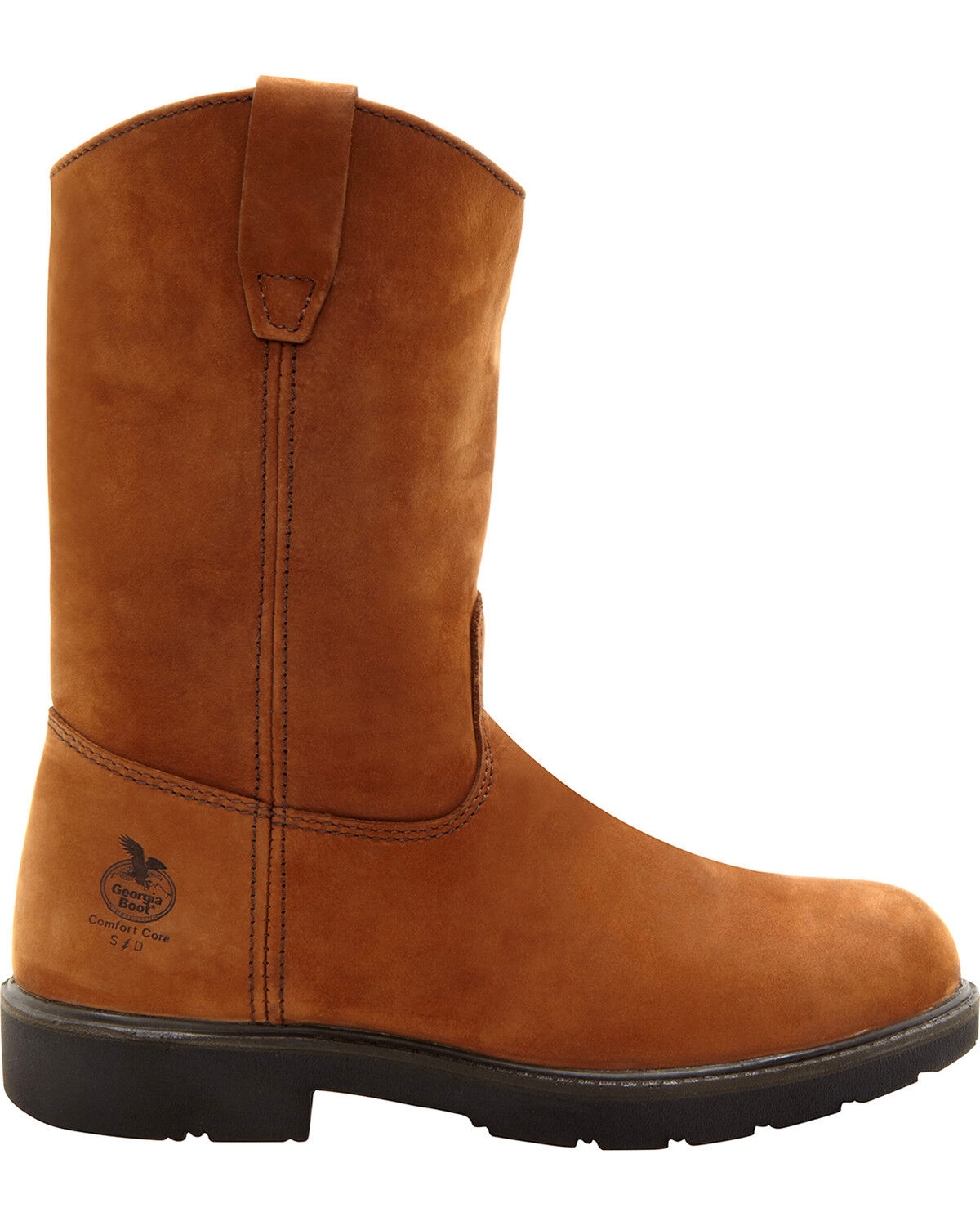 Image #2 - Georgia Boot Men's Wellington Pull On Work Boots - Steel Toe, Brown, hi-res