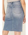 Image #4 - Flying Monkey Women's Raw Hem Medium Wash Denim Midi Skirt, Blue, hi-res