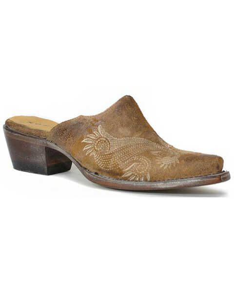 Image #1 - Roper Women's Mary Mule Slip-On Western Shoes - Snip Toe, Brown, hi-res