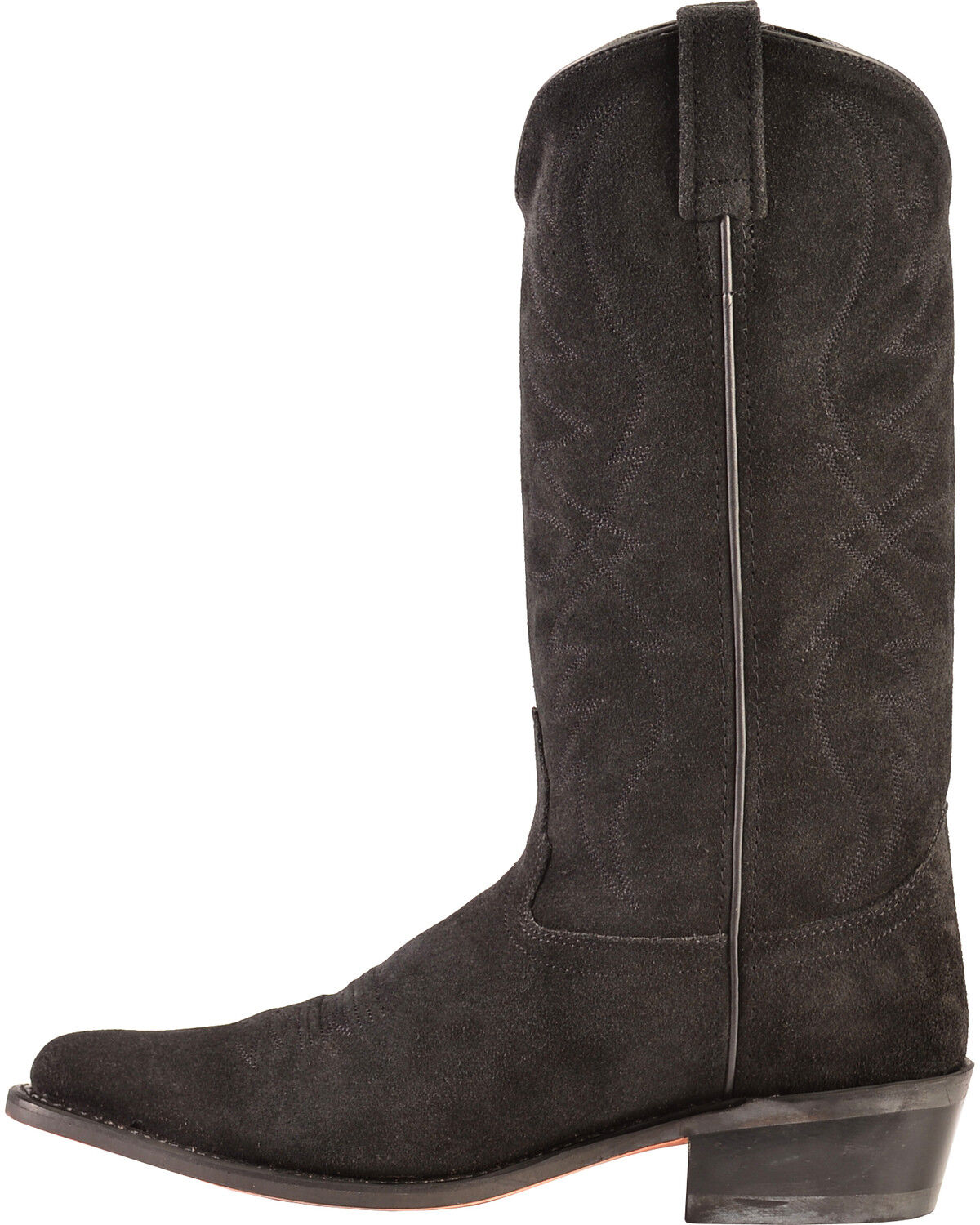 Image #3 - Old West Men's Roughout Suede Western Boots - Pointed Toe, Black, hi-res
