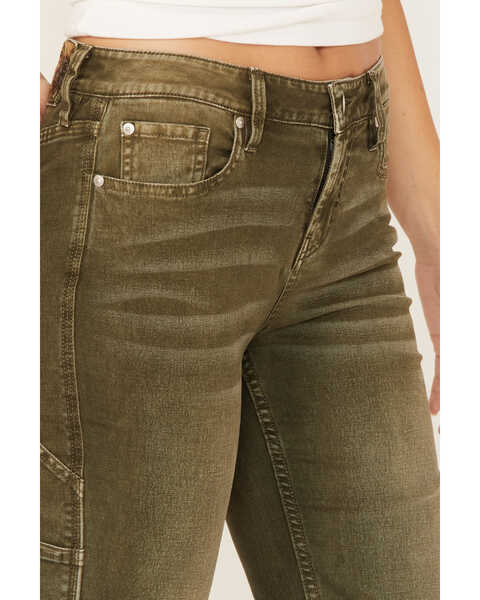 Image #2 - Cleo + Wolf Women's High Rise Cargo Straight Jeans, Olive, hi-res