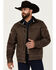 Image #1 - Cowboy Hardware Men's Triple Barb Logo Softshell Jacket, Chocolate, hi-res