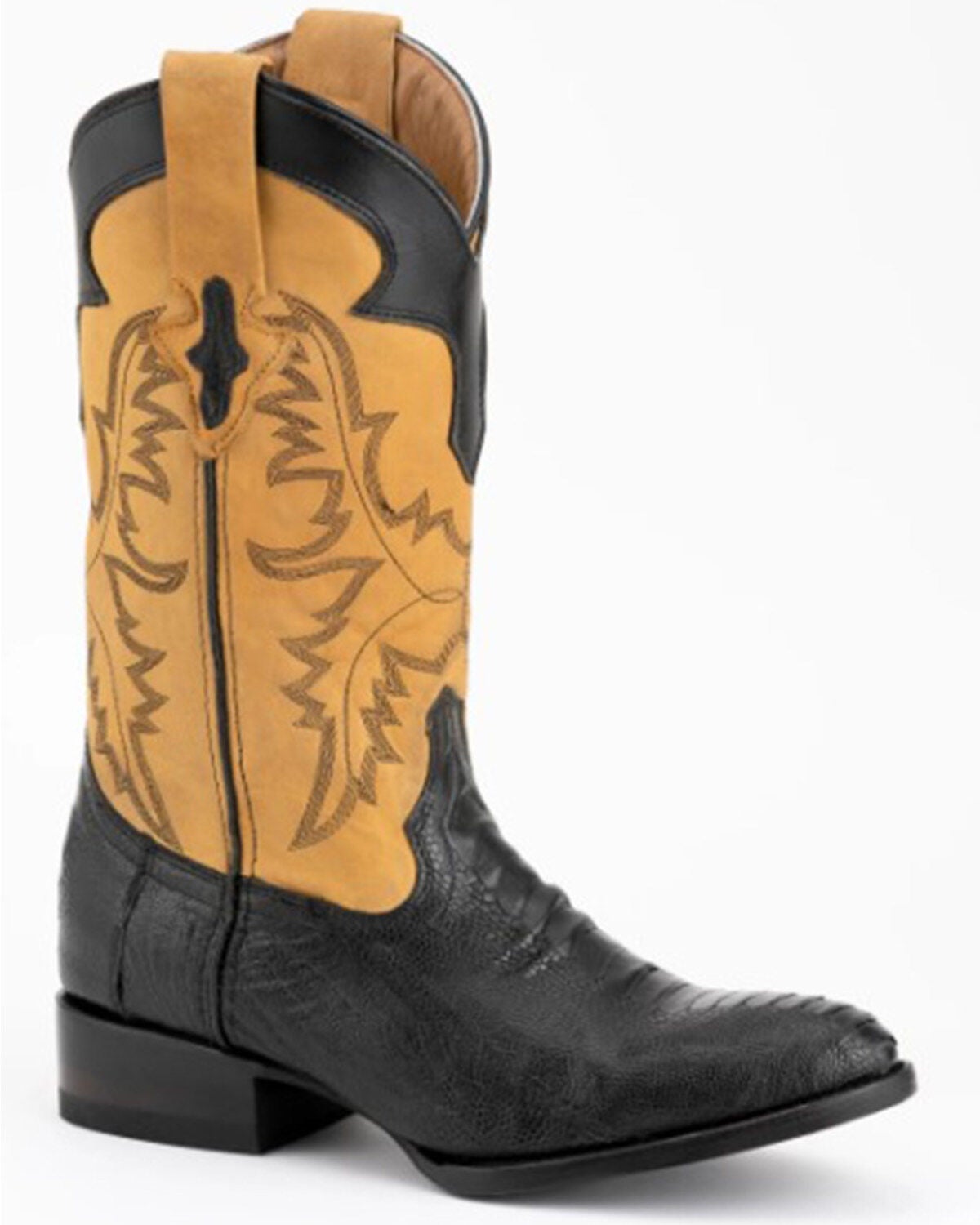 Ferrini Men's Nash Exotic Ostrich Leg Western Boots - Round Toe, Black, hi-res