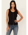Image #1 - Idyllwind Women's Edna Button Front Ribbed Tank , Black, hi-res