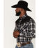 Ely Walker Men's Embroidered Plaid Print Western Shirt, Black, hi-res