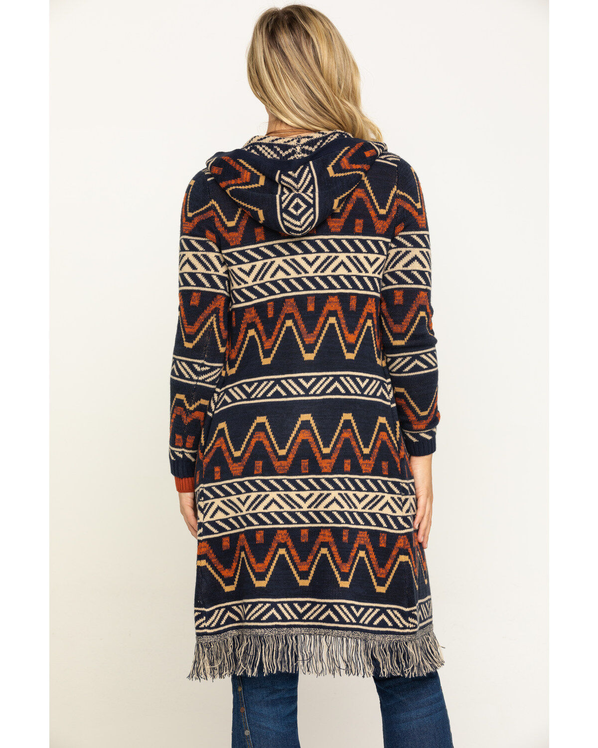rust aztec cardigan