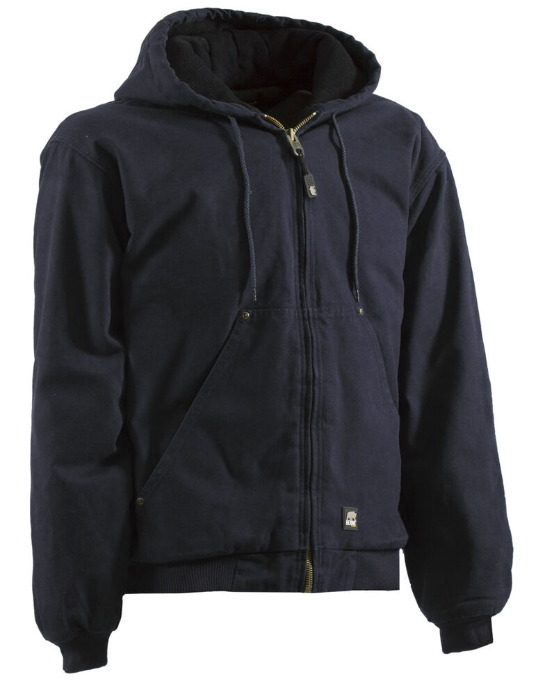 Berne Men's Original Washed Hooded Work Jacket - Quilt Lined - XLT and 2XT, Midnight, hi-res