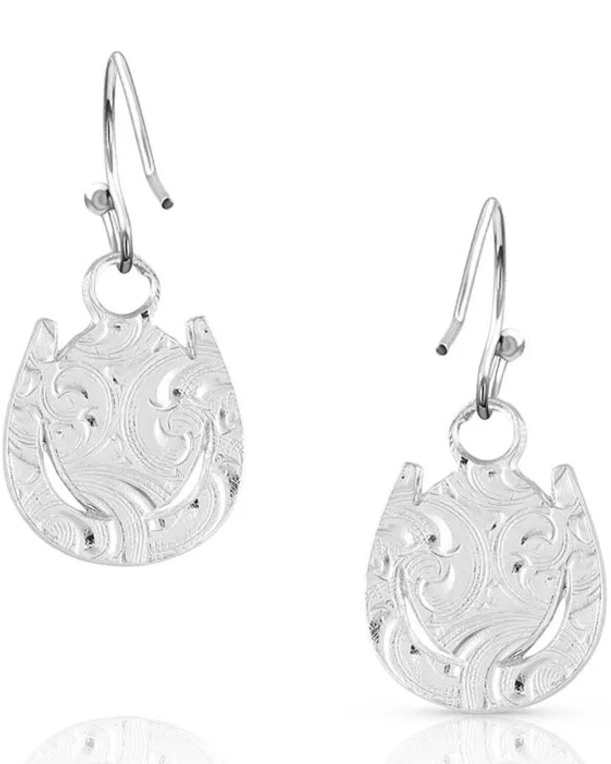 Image #2 - Montana Silversmiths Women's Gold & Turquoise Set In Stone Earrings, Black, hi-res