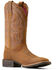 Image #1 - Ariat Women's Hybrid Ranchwork Distressed Western Boots - Broad Square Toe, Brown, hi-res