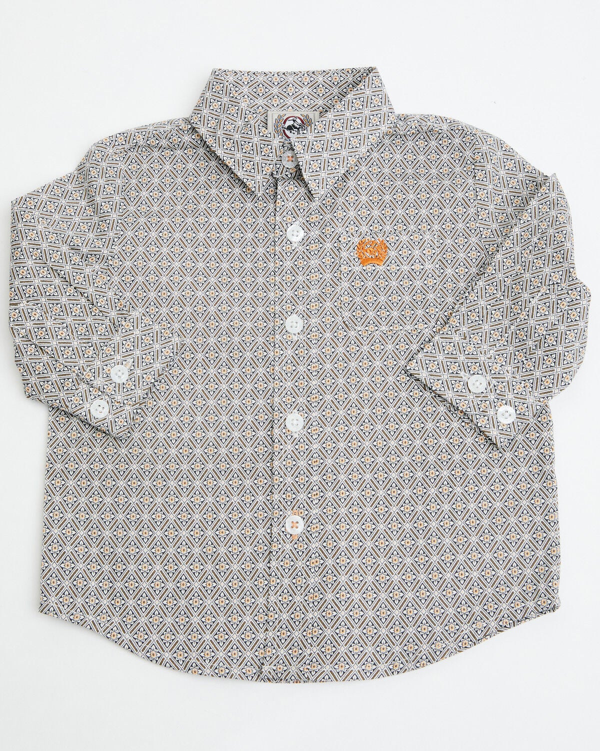 Image #1 - Cinch Infant Boys' Geo Print Long Sleeve Button-Down Stretch Western Shirt, White, hi-res
