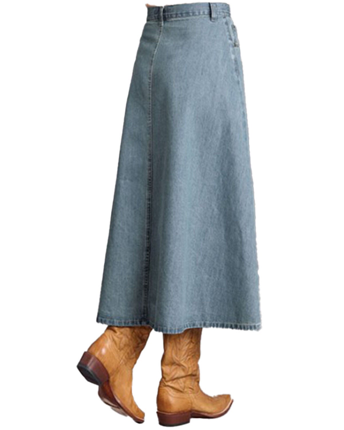 Image #2 - Stetson Women's Light Wash Denim Midi Skirt, Light Wash, hi-res