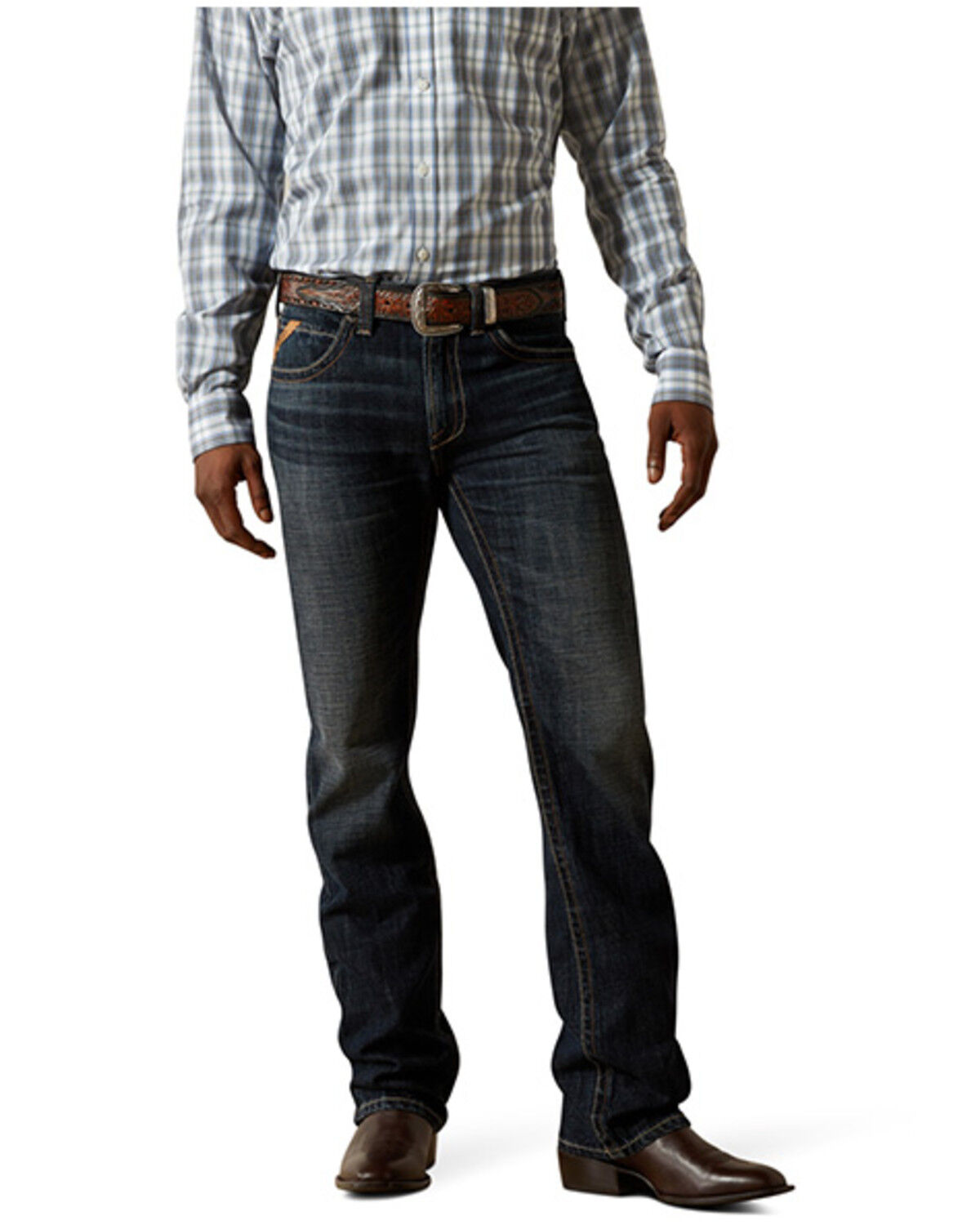 Image #2 - Ariat Men's M5 Bart Keith Dark Wash Mid Rise Straight Rigid Denim Jeans, Dark Wash, hi-res