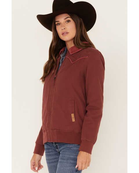 Image #2 - Powder River Outfitters Women's Canvas Bomber Jacket, Red, hi-res