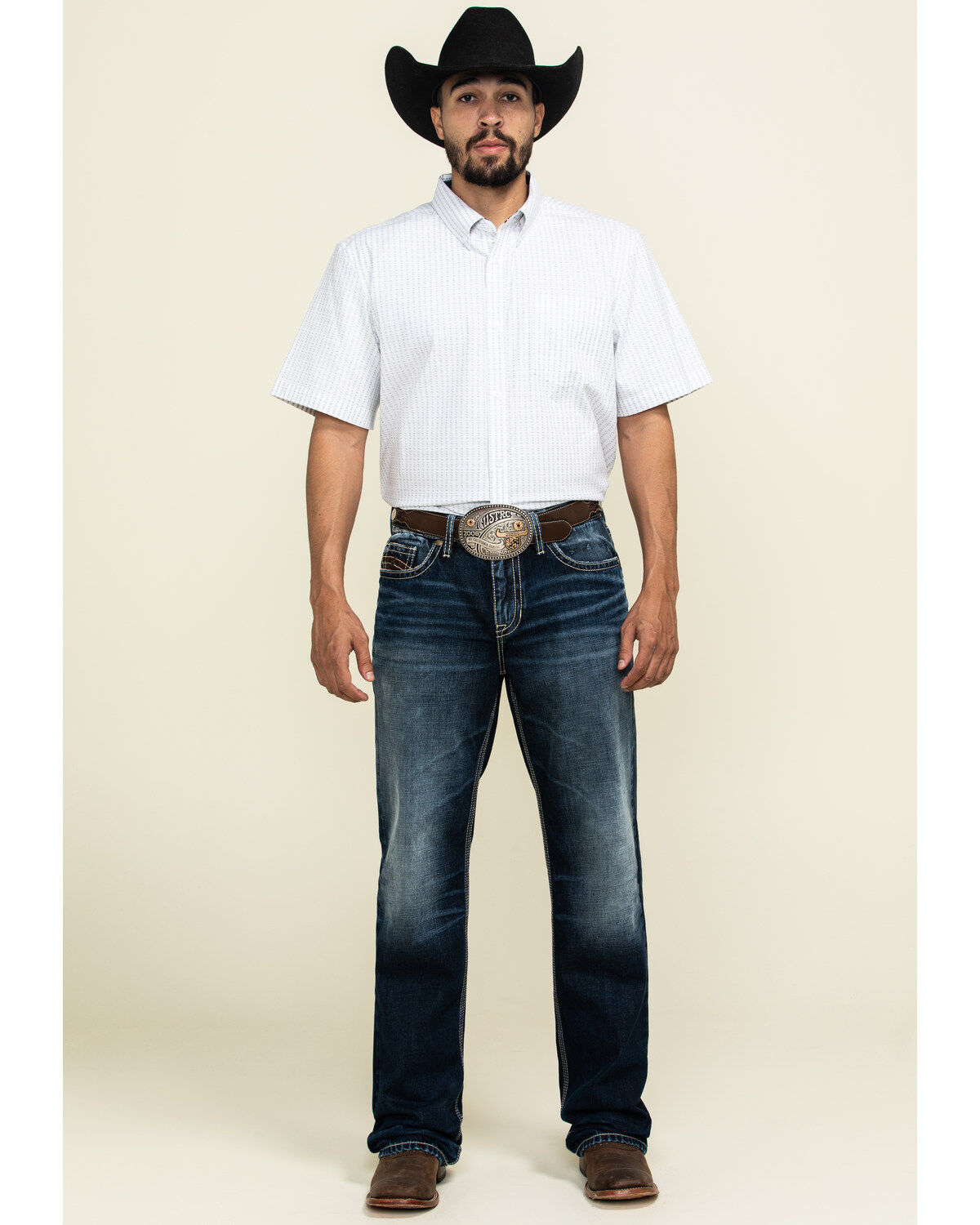 Image #6 - Cody James Core Men's Weekend Warrior Striped Short Sleeve Western Shirt, , hi-res