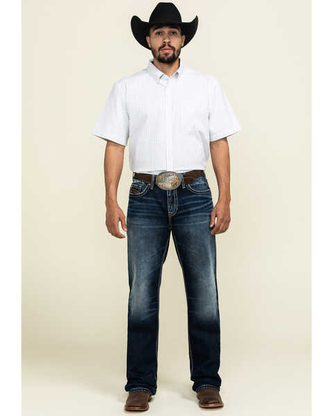 Cody James Core Men's Weekend Warrior Striped Short Sleeve Western Shirt , White, hi-res