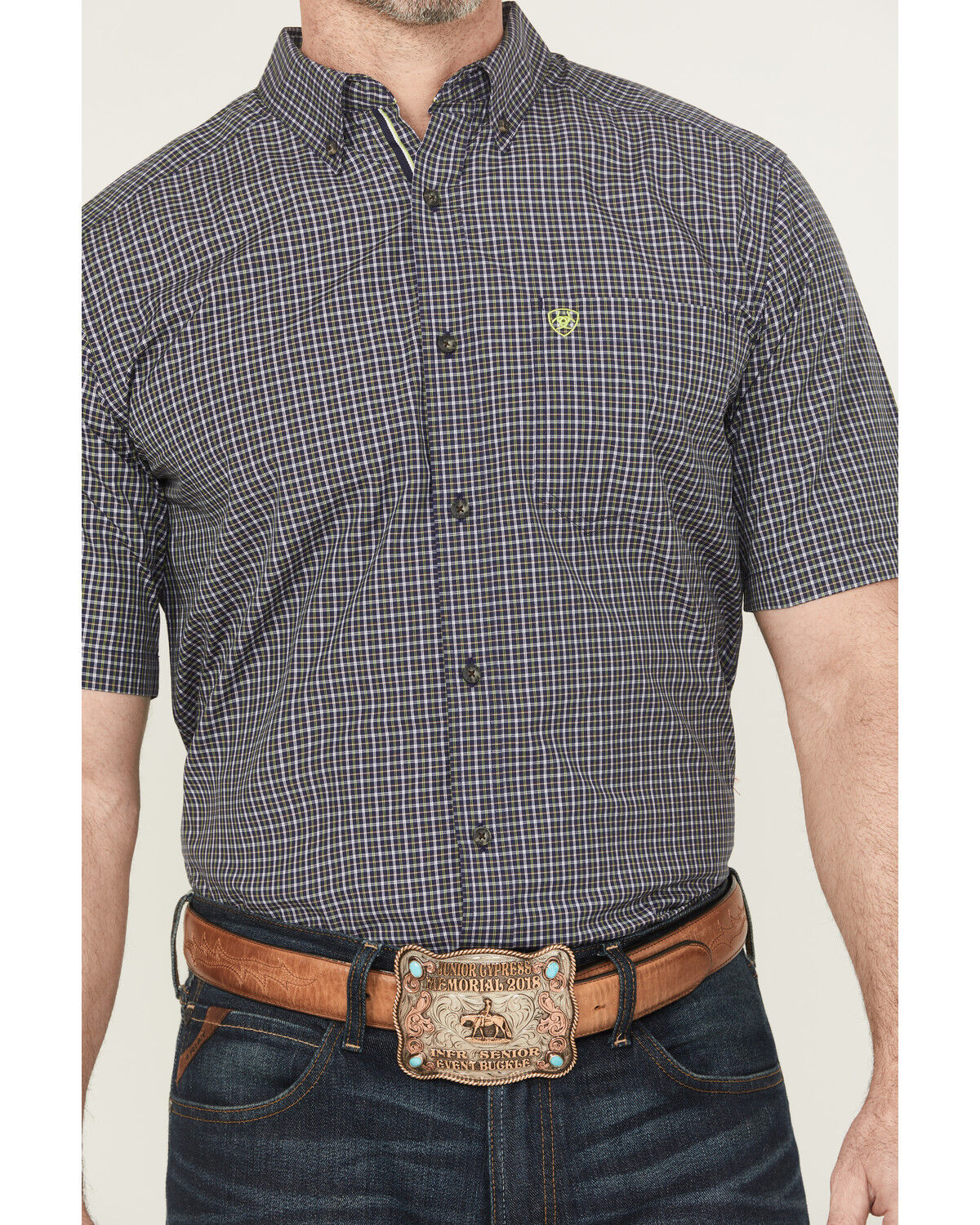 Image #3 - Ariat Men's Pro Series Caspian Plaid Print Short Sleeve Button-Down Western Shirt - Tall, , hi-res