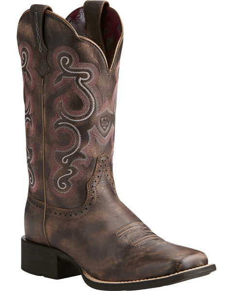 Ariat Women's Quickdraw Western Boots, Chocolate, hi-res
