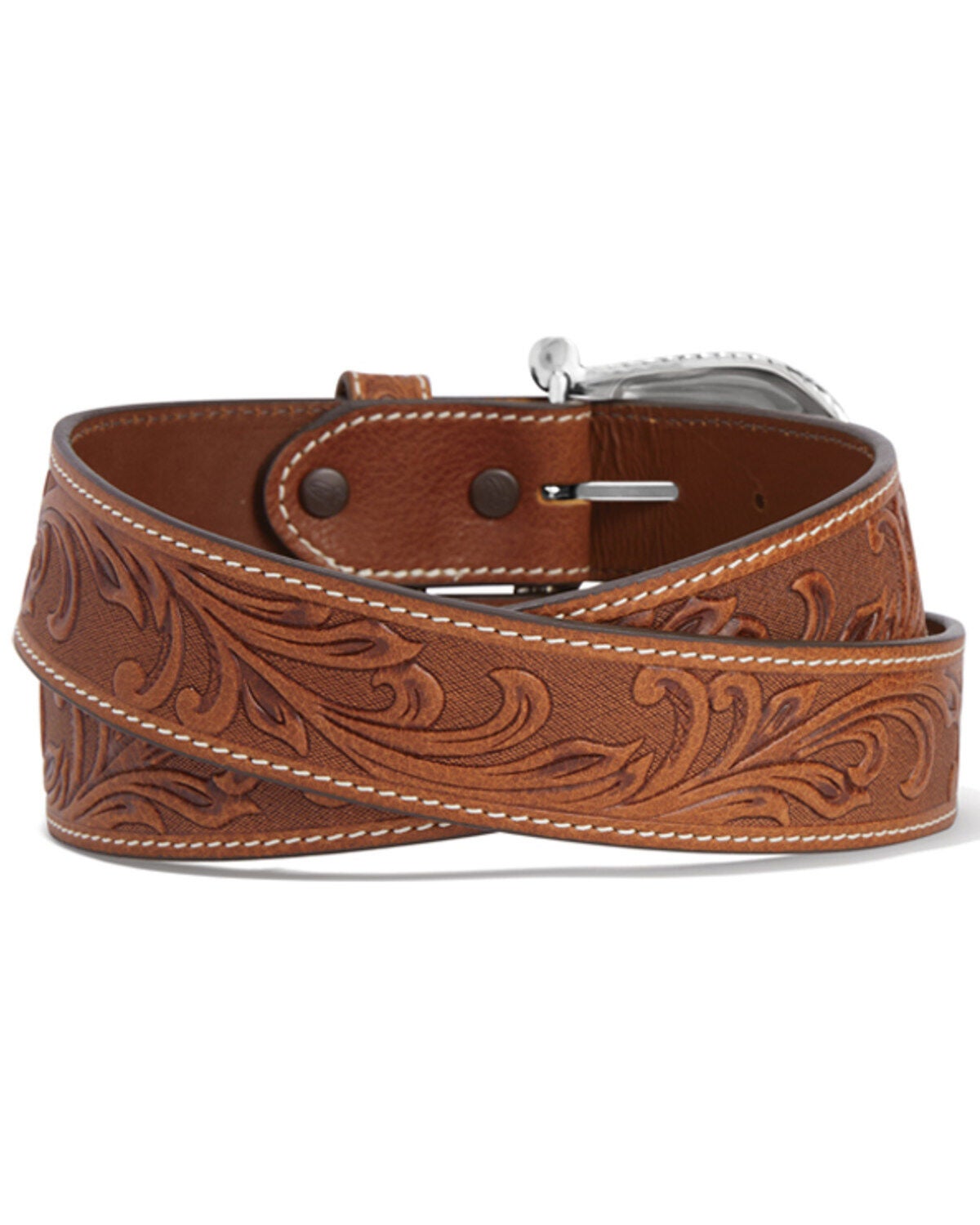 Image #2 - Tony Lama Women's Tan Paris Vine Tooled Leather Belt, Tan, hi-res