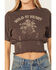 Cleo + Wolf Women's Wild At Heart Smocked Graphic Tee, Chocolate, hi-res