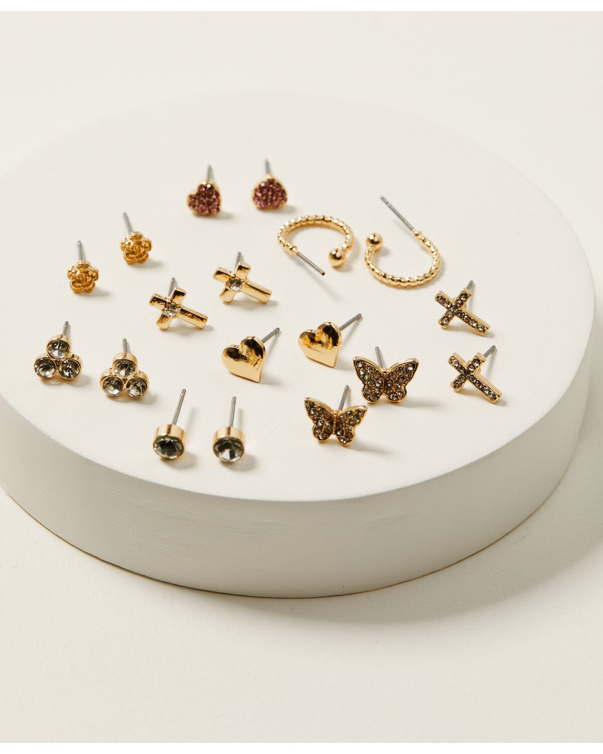 Shyanne Women's Stud Earring Set - 9 Piece, Gold, hi-res