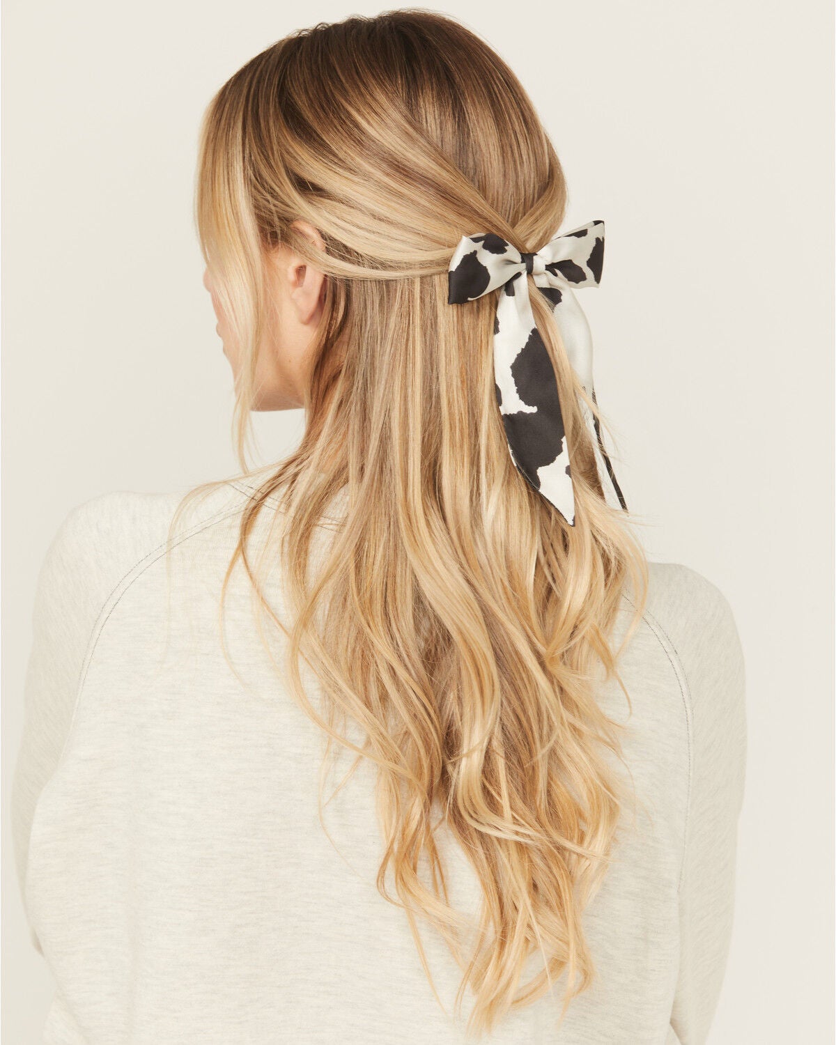 Shyanne Women's Sylvie Cow Print Bow Hair Clip, Black, hi-res