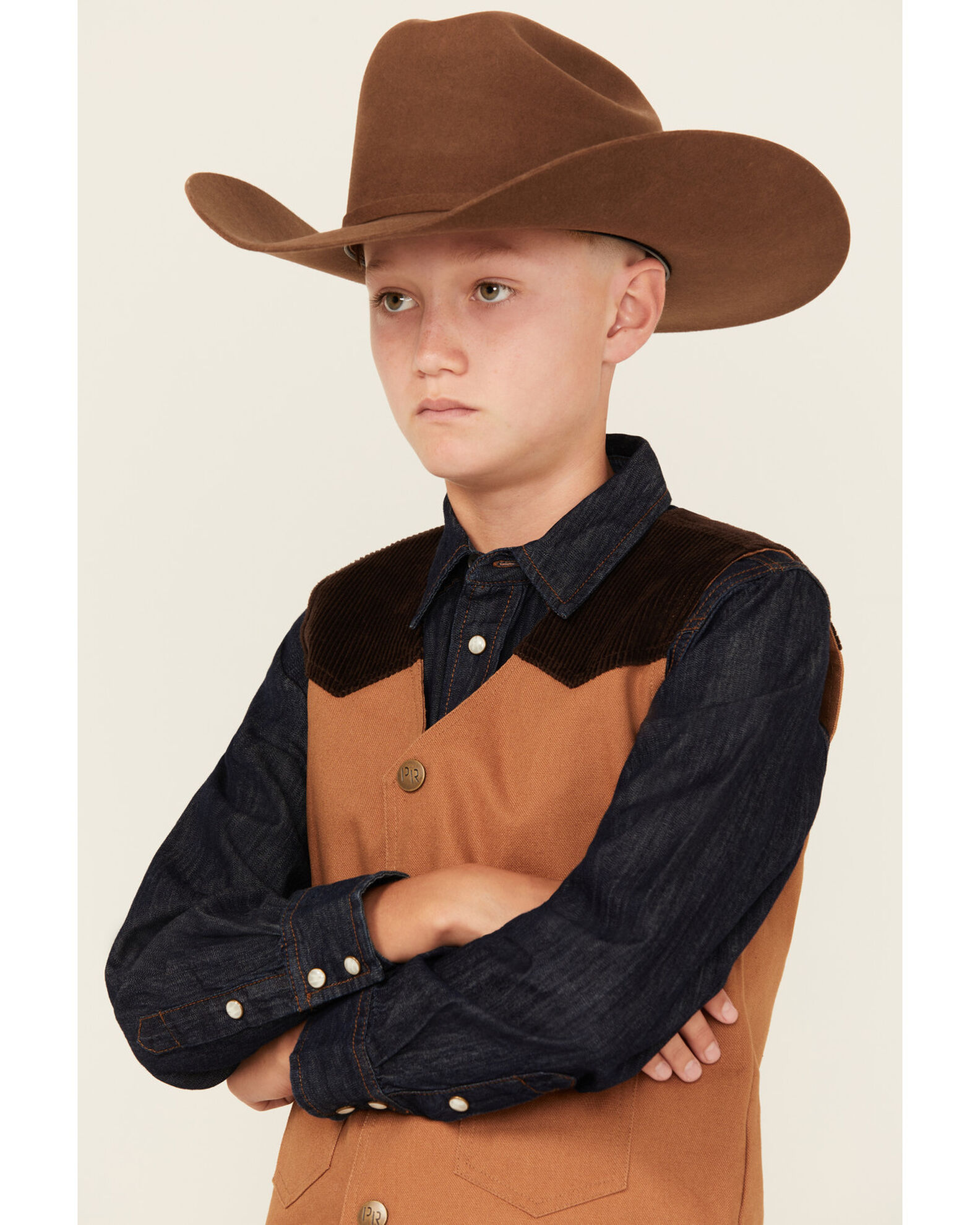 Powder River Outfitters Boys' Corduroy Vest, Camel