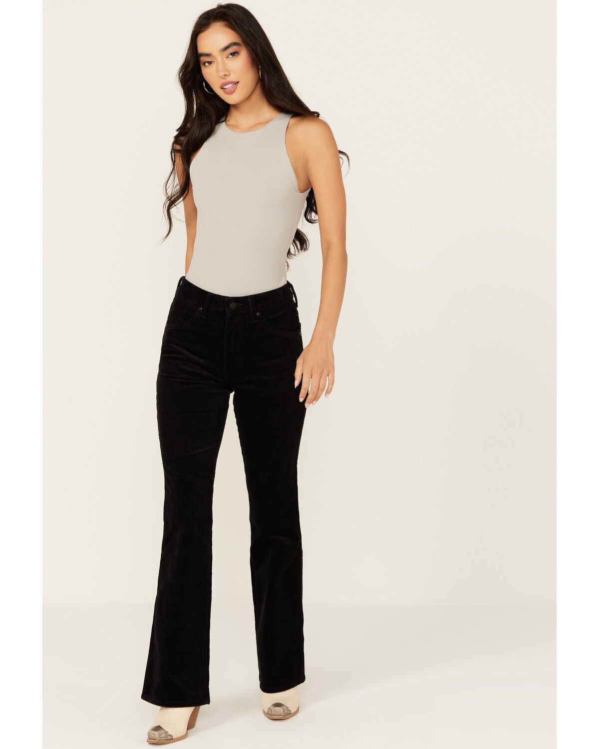 Wrangler Women's Westward 626 High Rise Stretch Corduroy Bootcut Jeans, Black, hi-res